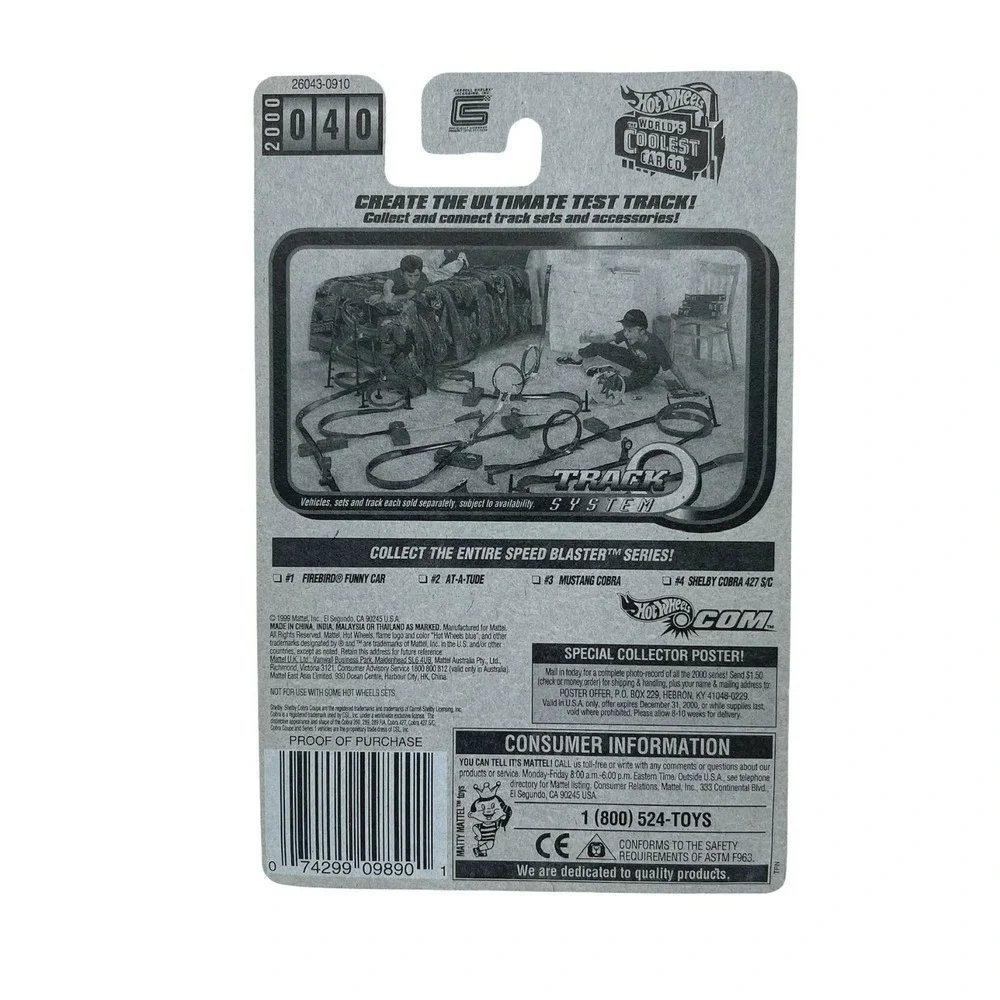 Hot Wheels Speed Blaster Shelby Cobra 427 S/C Sports Car White Diecast 1/64 040